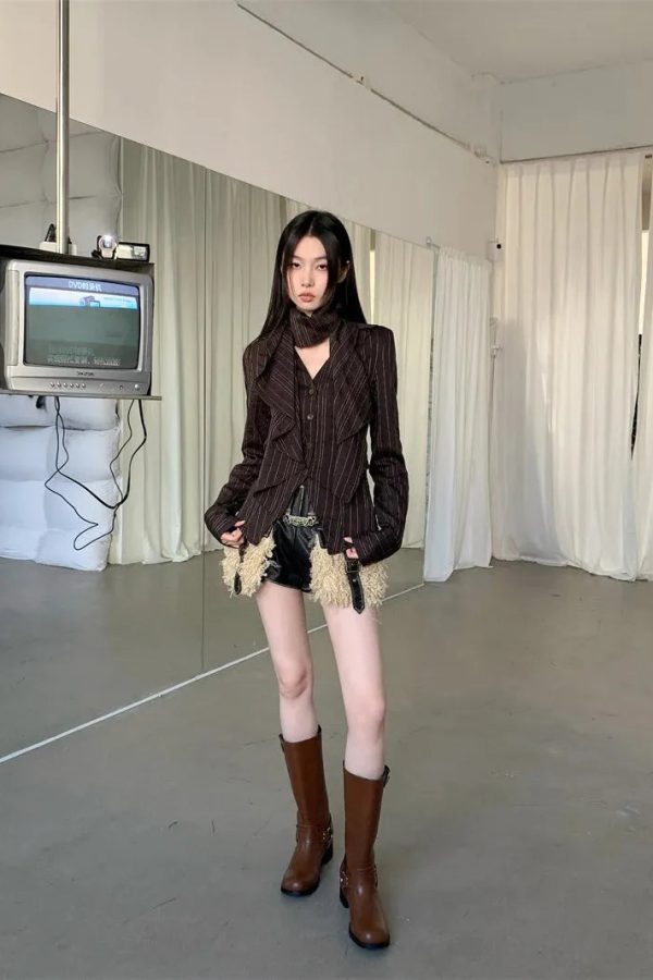 Striped Neck Tie Shirt