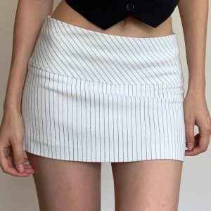 Striped Office Mini Skirt
