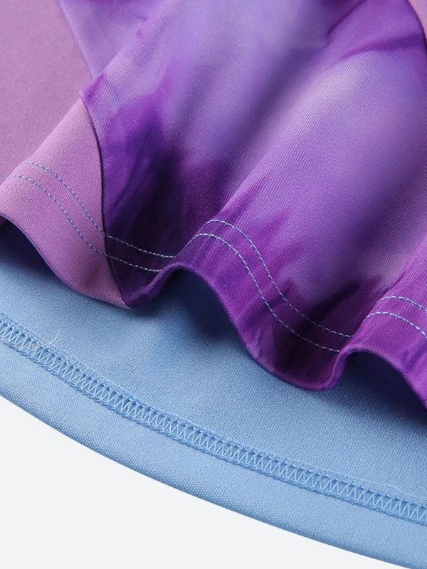 Striped Patch Satin Mini Dress