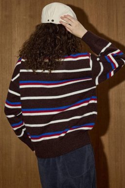 Striped Polo Collar Sweater