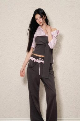 Striped Shirt Tie Top