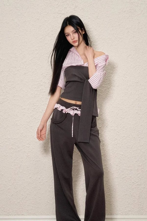 Striped Shirt Tie Top