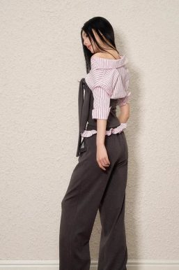 Striped Shirt Tie Top