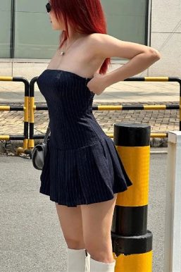 Striped Strapless Mini Dress