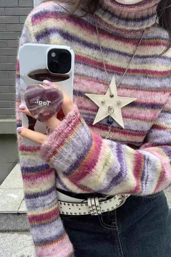 Striped Turtleneck Sweater