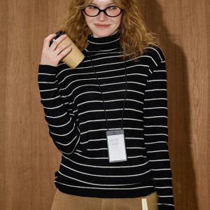 Striped Turtleneck Top