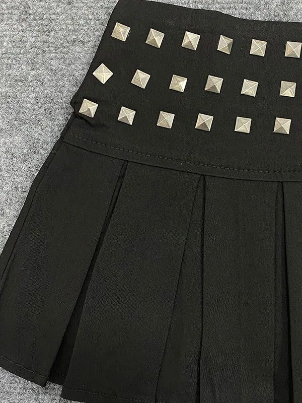 Studded Pleated Micro Skirt