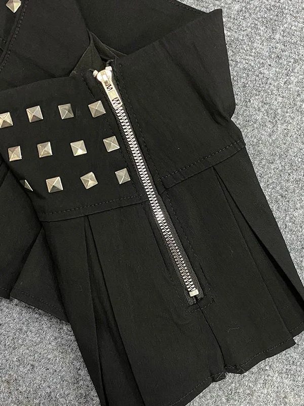 Studded Pleated Micro Skirt