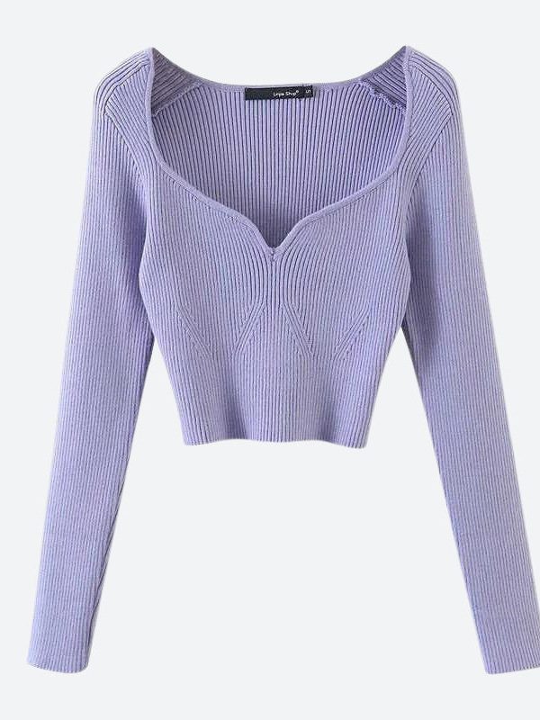 Sweetheart Neckline Corduroy Crop Top