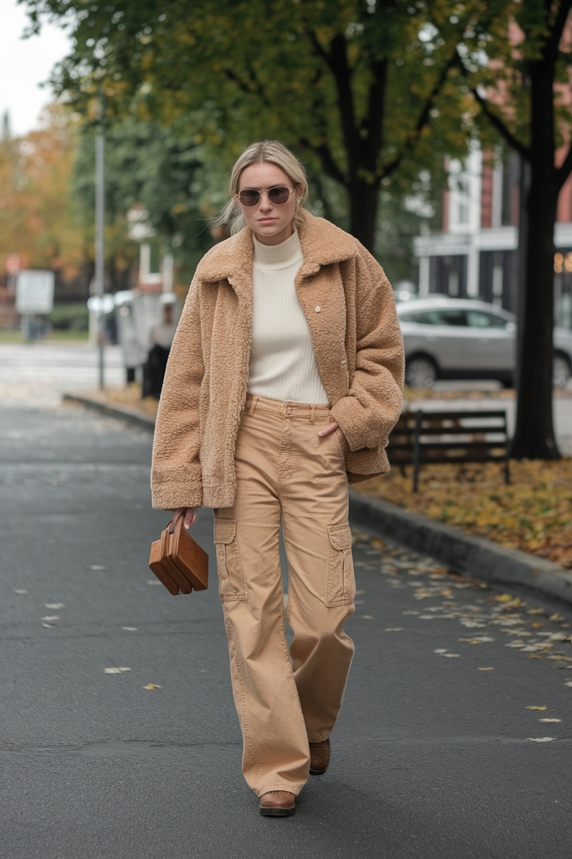 Tan Cargo Pants Outfit Fall: A Classic Choice for Fall outfit idea
