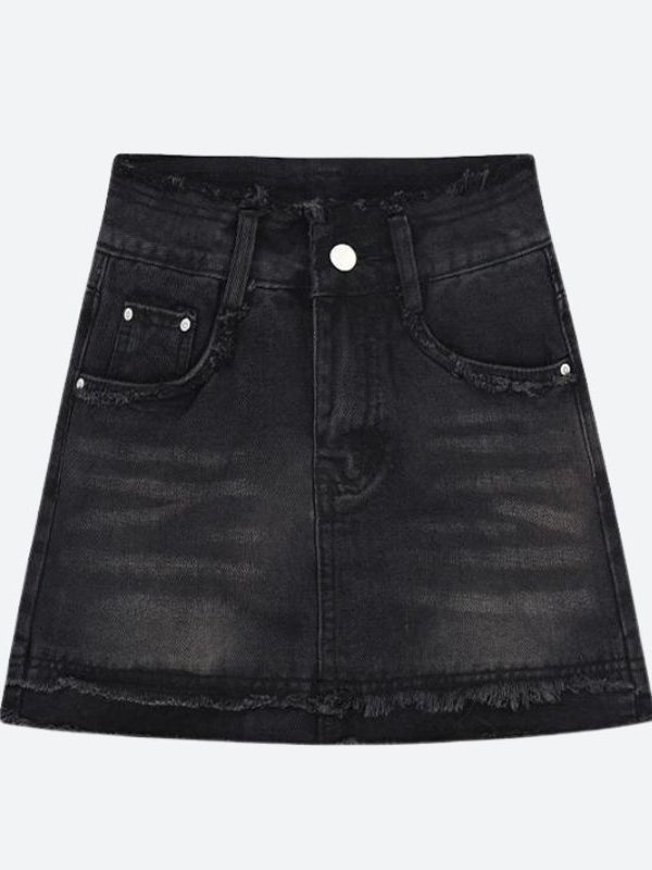 Tasseled Denim Mini Skort