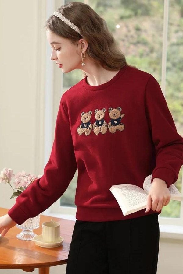 Teddy Bears Embroidered Sweatshirt: Perfect for a Skirt and Shirt Outfit