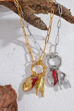 Three Charms Necklace & Bracelet Set