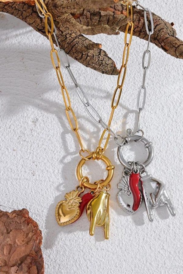 Three Charms Necklace & Bracelet Set