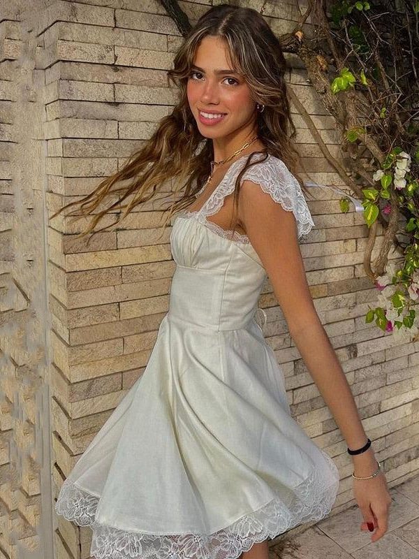 Tie-Back Lace Mini Dress