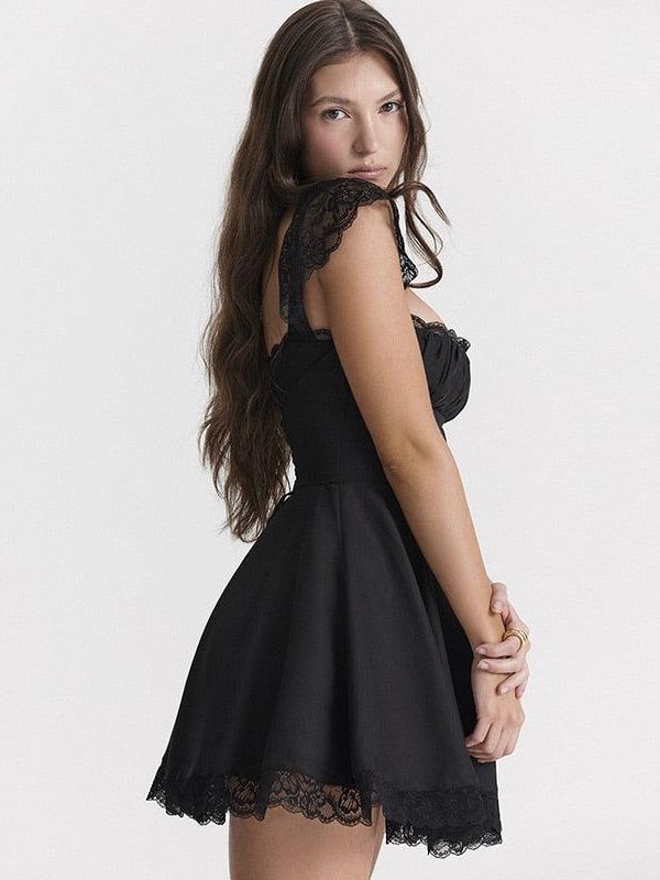 Tie-Back Lace Mini Dress