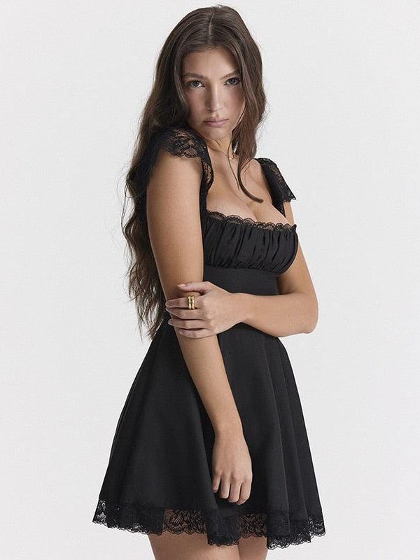 Tie-Back Lace Mini Dress