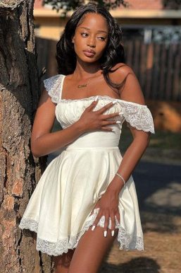 Tie-Back Lace Mini Dress