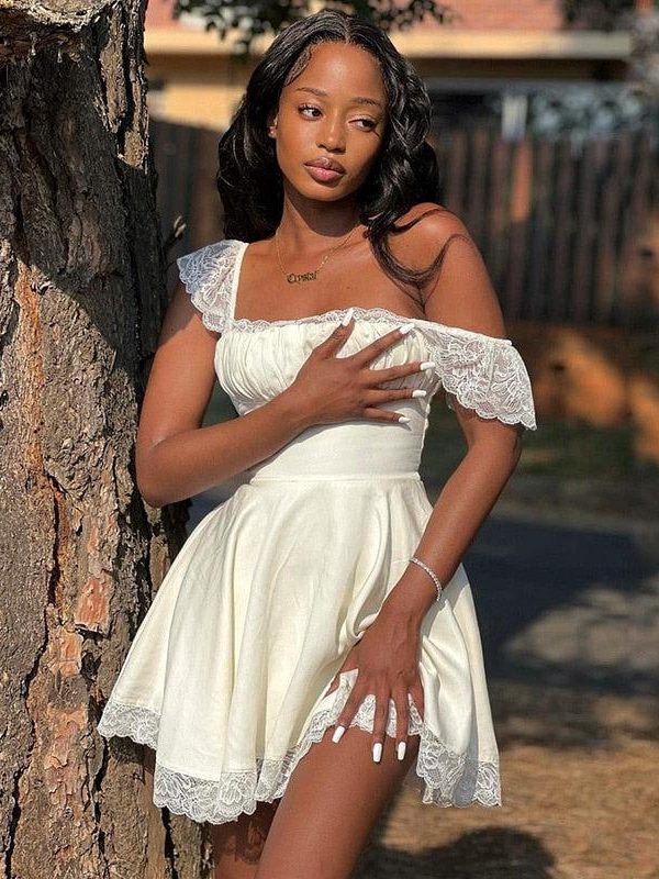 Tie-Back Lace Mini Dress