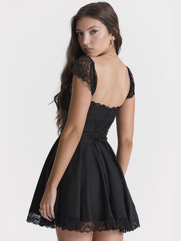 Tie-Back Lace Mini Dress