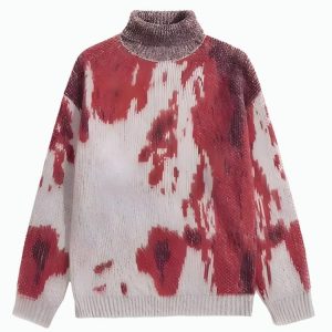 Tie Dye Turtle Neck Knitted Sweater
