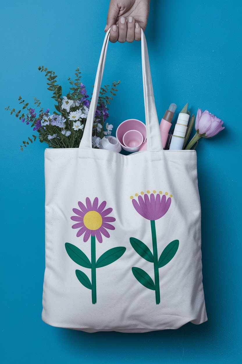 Floral Tote Bag Painting Ideas to Brighten Your Day outfit idea
