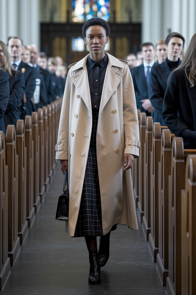 Trench Coat Church Outfit Black Women: Classy Layers outfit idea