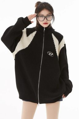 Turtleneck Zip-Up Cardigan