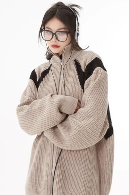 Turtleneck Zip-Up Cardigan