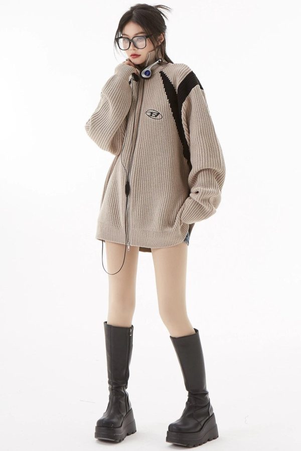 Turtleneck Zip-Up Cardigan