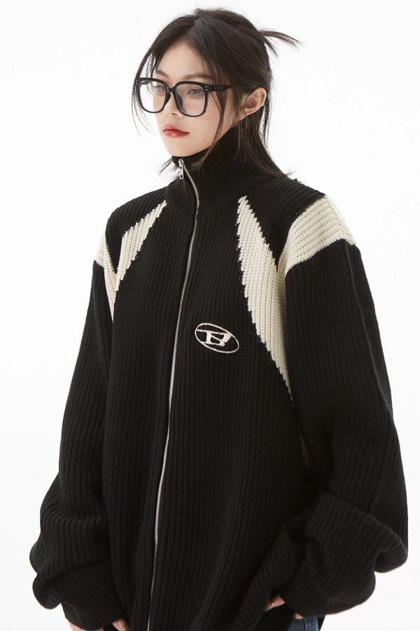 Turtleneck Zip-Up Cardigan