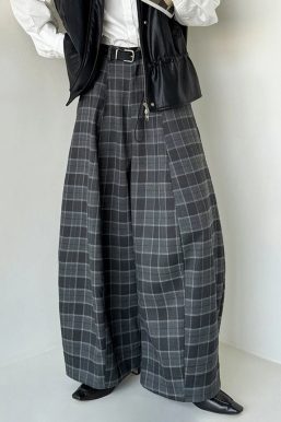 Ultra-Wide Plaid Pants
