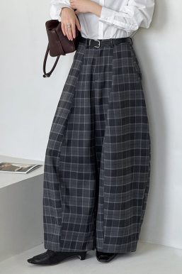 Ultra-Wide Plaid Pants