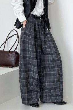Ultra-Wide Plaid Pants