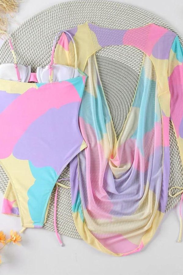 Underwired Cut Out Swimsuit With Cover-Up Dress