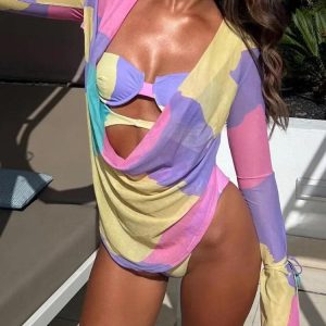 Underwired Cut Out Swimsuit With Cover-Up Dress
