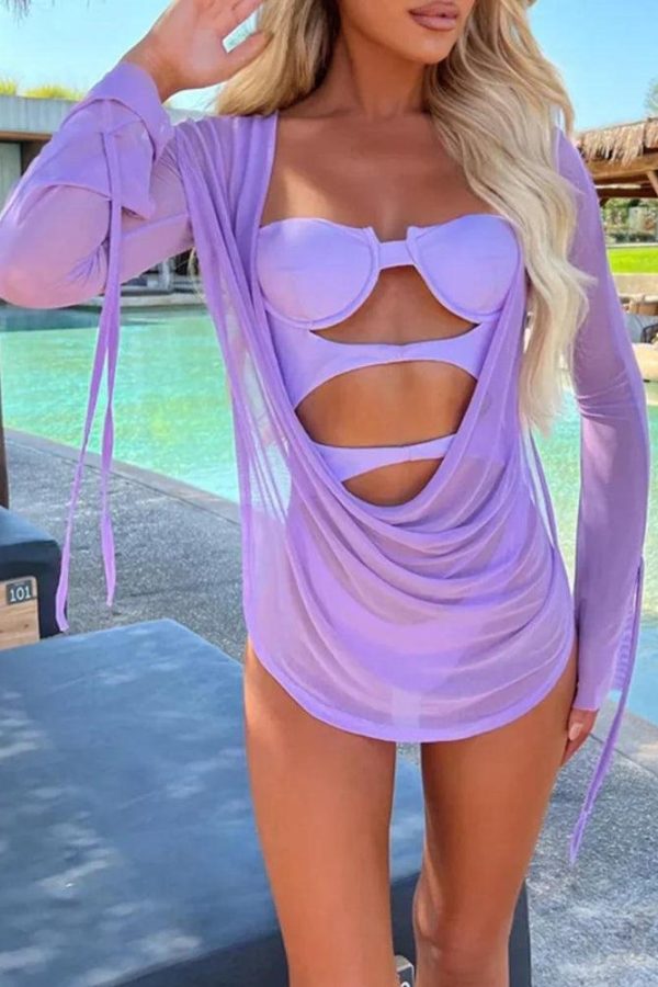 Underwired Cut Out Swimsuit With Cover-Up Dress