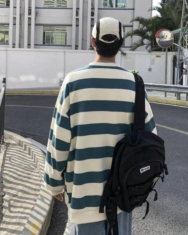 Unisex Embroidered Striped Sweatshirt