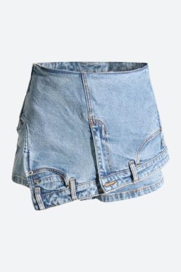 Upside Down Denim Mini Shorts