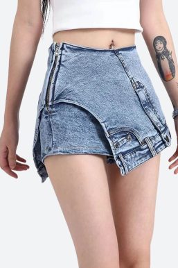 Upside Down Denim Mini Shorts