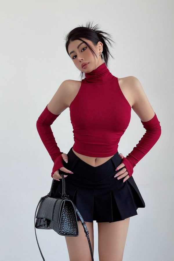 V-Shaped College Mini Skirt