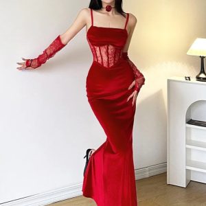 Velvet Lace Maxi Dress