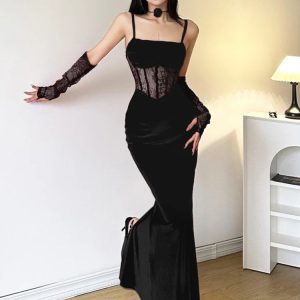 Velvet Lace Maxi Dress