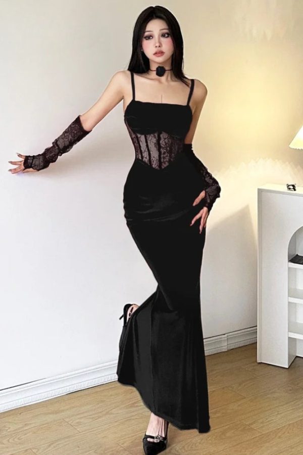 Velvet Lace Maxi Dress