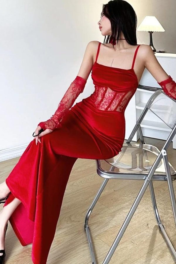 Velvet Lace Maxi Dress