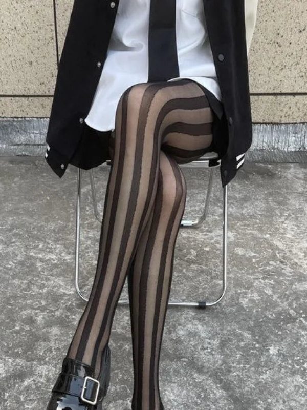 Vertical Stripe Sheer Tights