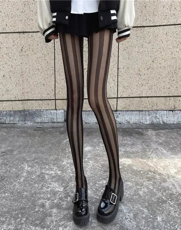 Vertical Stripe Sheer Tights