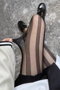 Vertical Stripe Sheer Tights