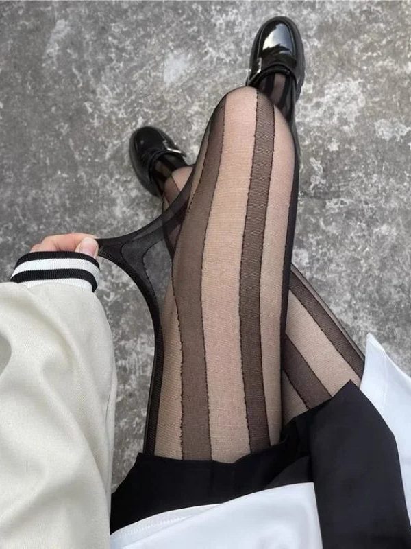Vertical Stripe Sheer Tights