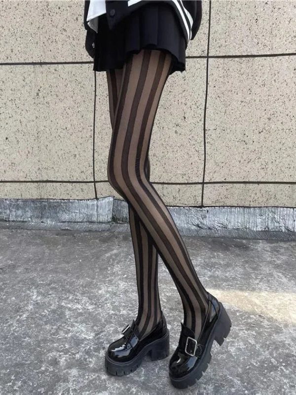 Vertical Stripe Sheer Tights